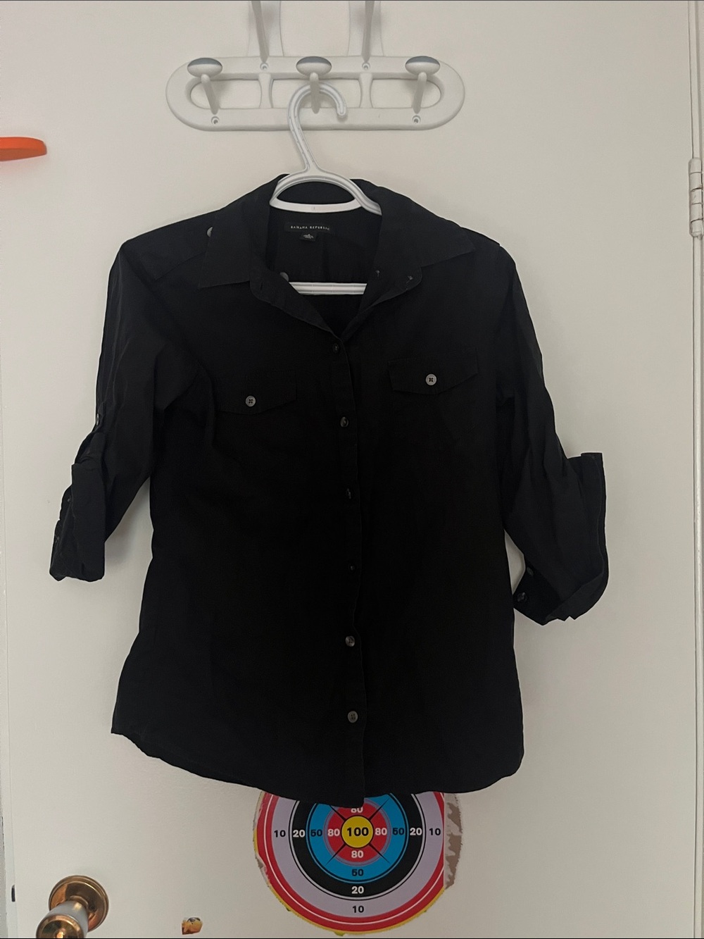 Banana Republic Black Collared Button-Down Shirt